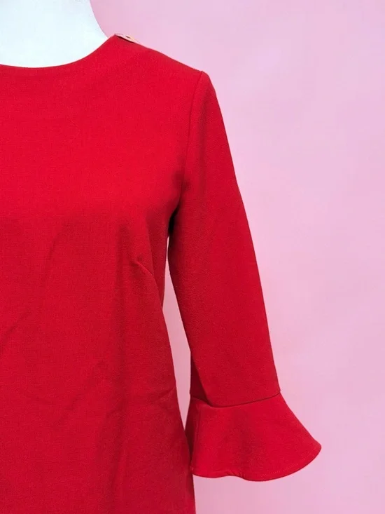 Ann Taylor Red Flare-Sleeve Shift Dress - Picture 2 of 9